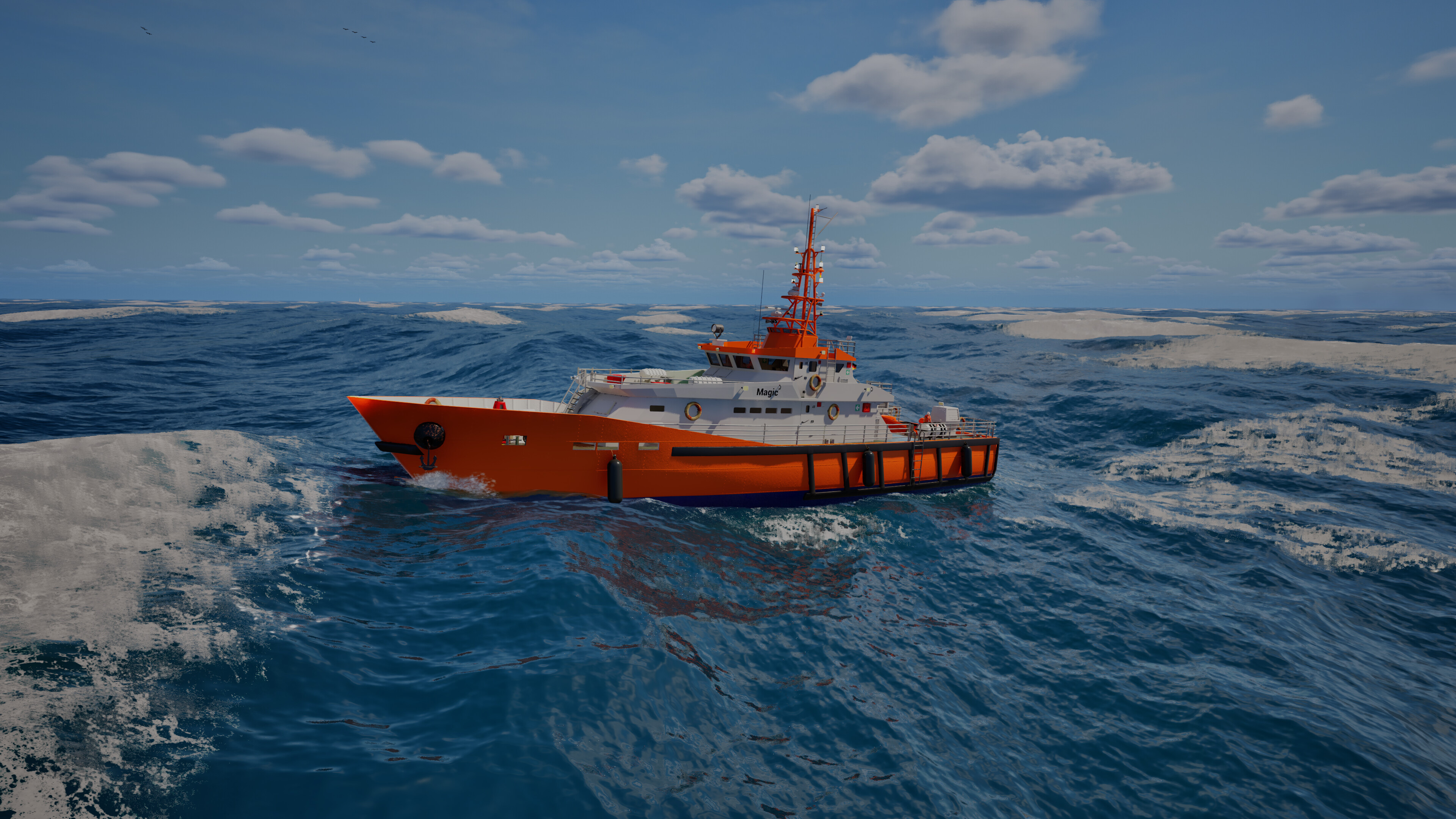Rescue vessel on the open sea